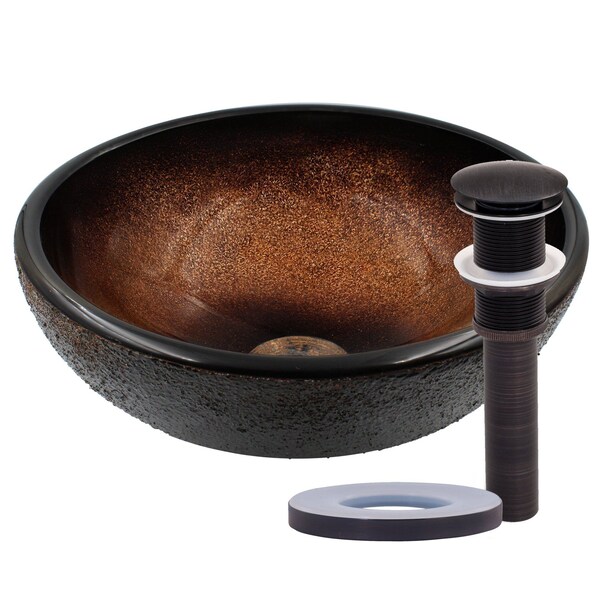 Novatto Sanguinello Mini Glass Vessel Bathroom Sink Set in Oil Rubbed Bronze NOHP-G008-12ORB - main